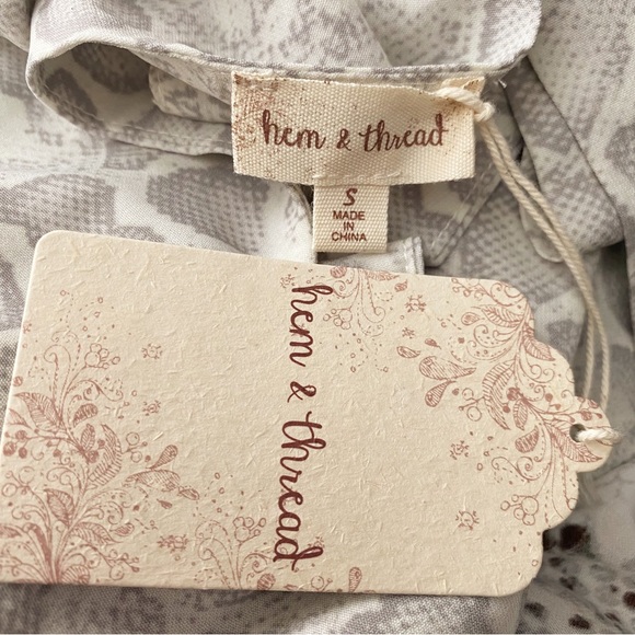 Hem & Thread Surplus Snake Print Belted Wide Leg Jumpsuit Silver/Brown S (4/6) - Picture 11 of 12